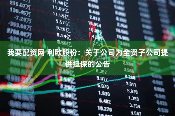 我要配资网 利欧股份：关于公司为全资子公司提供担保的公告