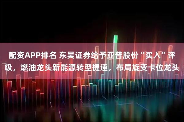 配资APP排名 东吴证券给予亚普股份“买入”评级，燃油龙头新能源转型提速，布局旋变卡位龙头